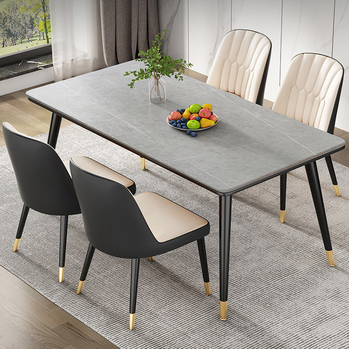 Simple Kitchen Standard Dining Table Sintered Stone Rectangle Dining Table with 4 Legs Base Gray Without Chairs Clearhalo ' dining_table' 'Dining Tables & Seating' 'Dining Tables' 'furn' 'furn_dining_table' 'Furniture' 'furniture_dining_table' 'Kitchen & Dining Furniture' 'kitchen&dining_furn' 'kitchen' 'kitchen_dining_table' 3817132