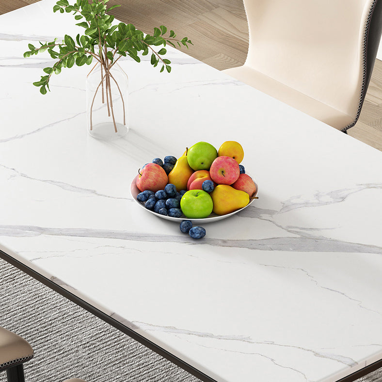 Simple Kitchen Standard Dining Table Sintered Stone Rectangle Dining Table with 4 Legs Base Clearhalo ' dining_table' 'Dining Tables & Seating' 'Dining Tables' 'furn' 'furn_dining_table' 'Furniture' 'furniture_dining_table' 'Kitchen & Dining Furniture' 'kitchen&dining_furn' 'kitchen' 'kitchen_dining_table' 3817136