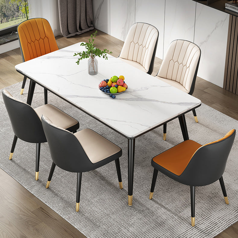 Simple Kitchen Standard Dining Table Sintered Stone Rectangle Dining Table with 4 Legs Base Clearhalo ' dining_table' 'Dining Tables & Seating' 'Dining Tables' 'furn' 'furn_dining_table' 'Furniture' 'furniture_dining_table' 'Kitchen & Dining Furniture' 'kitchen&dining_furn' 'kitchen' 'kitchen_dining_table' 3817141