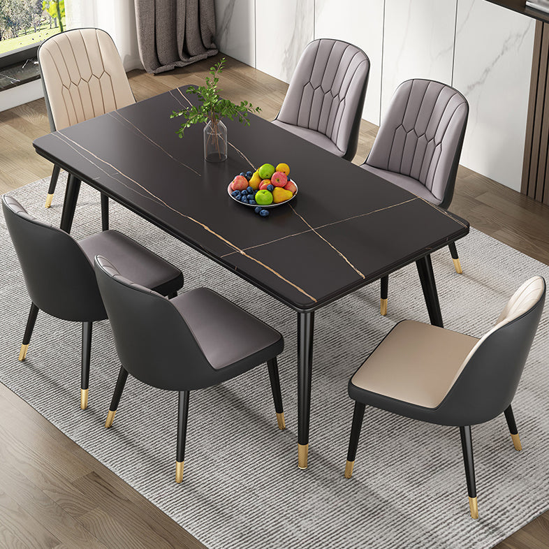 Simple Kitchen Standard Dining Table Sintered Stone Rectangle Dining Table with 4 Legs Base Clearhalo ' dining_table' 'Dining Tables & Seating' 'Dining Tables' 'furn' 'furn_dining_table' 'Furniture' 'furniture_dining_table' 'Kitchen & Dining Furniture' 'kitchen&dining_furn' 'kitchen' 'kitchen_dining_table' 3817142