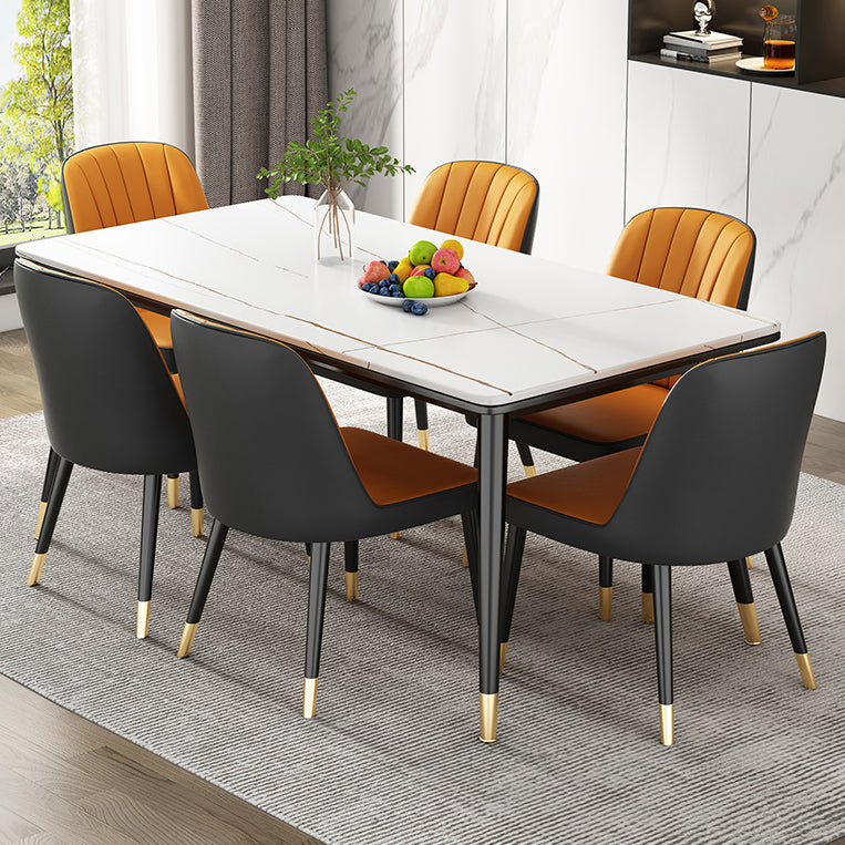 Simple Kitchen Standard Dining Table Sintered Stone Rectangle Dining Table with 4 Legs Base Clearhalo ' dining_table' 'Dining Tables & Seating' 'Dining Tables' 'furn' 'furn_dining_table' 'Furniture' 'furniture_dining_table' 'Kitchen & Dining Furniture' 'kitchen&dining_furn' 'kitchen' 'kitchen_dining_table' 3817144