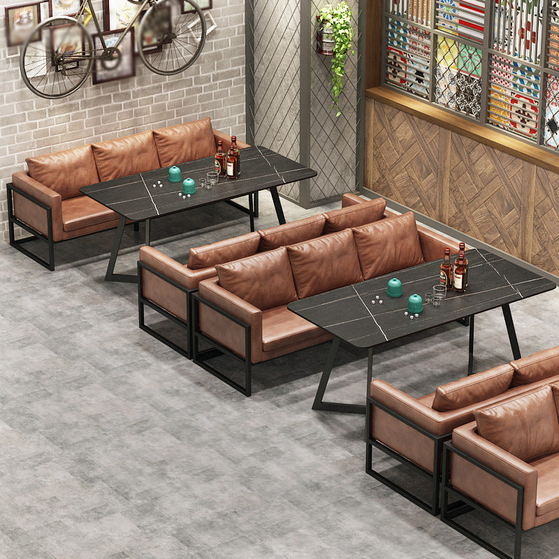 Industrial Dining Room Table Black Metal Base Table for Home Kitchen Dinner Clearhalo ' dining_table' 'Dining Tables & Seating' 'Dining Tables' 'furn' 'furn_dining_table' 'Furniture' 'furniture_dining_table' 'Kitchen & Dining Furniture' 'kitchen&dining_furn' 'kitchen' 'kitchen_dining_table' 3817149