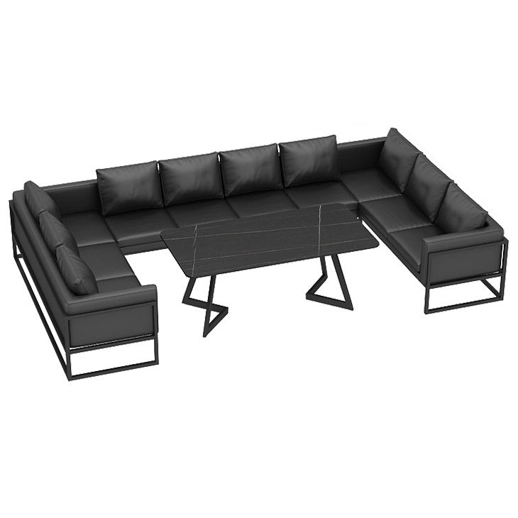 Industrial Dining Room Table Black Metal Base Table for Home Kitchen Dinner Clearhalo ' dining_table' 'Dining Tables & Seating' 'Dining Tables' 'furn' 'furn_dining_table' 'Furniture' 'furniture_dining_table' 'Kitchen & Dining Furniture' 'kitchen&dining_furn' 'kitchen' 'kitchen_dining_table' 3817156