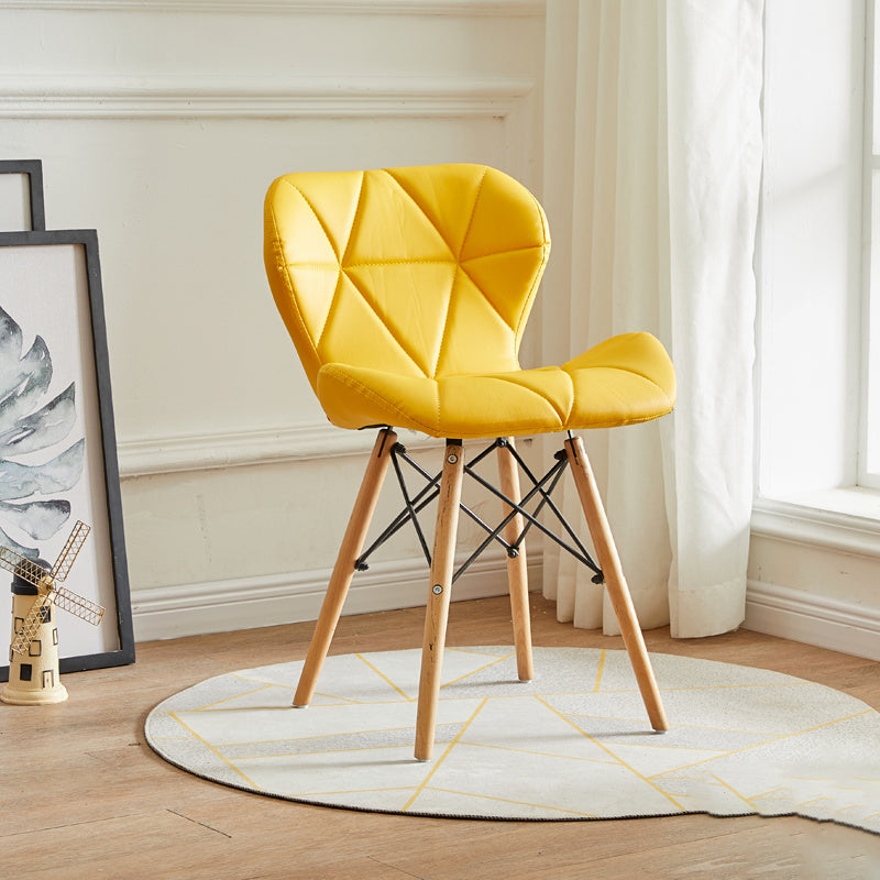 Modern Indoor-Outdoor Wood Chair Dining Room Armless Wingback Side Chair Yellow 1 Piece Clearhalo ' kitchen&dining_furn' 'Dining Chairs' 'Dining Tables & Seating' 'dining_chair' 'Furniture' 'furniture_dining_chair' 'Kitchen & Dining Furniture' 'kitchen' 3825097