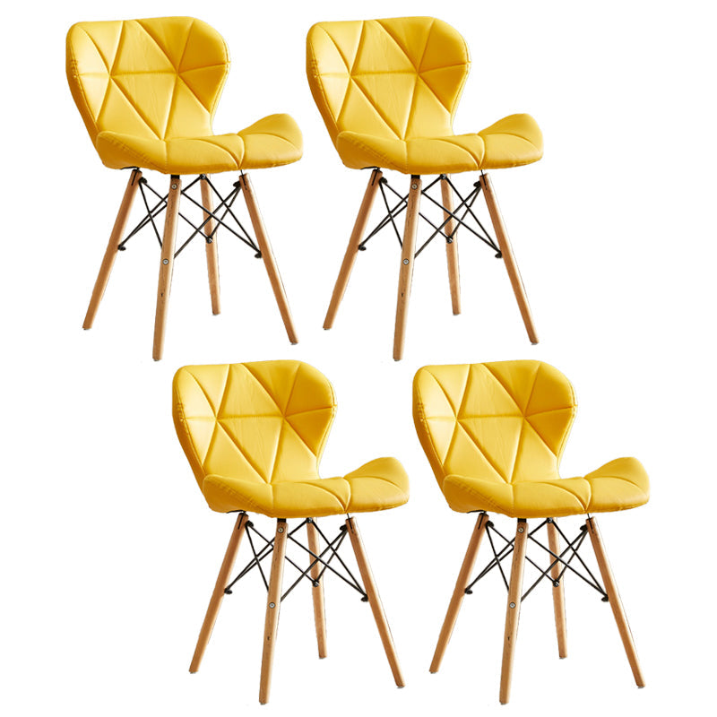 Modern Indoor-Outdoor Wood Chair Dining Room Armless Wingback Side Chair Yellow Set of 4 Clearhalo ' kitchen&dining_furn' 'Dining Chairs' 'Dining Tables & Seating' 'dining_chair' 'Furniture' 'furniture_dining_chair' 'Kitchen & Dining Furniture' 'kitchen' 3825100