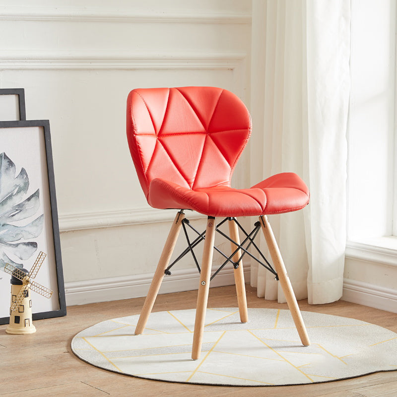 Modern Indoor-Outdoor Wood Chair Dining Room Armless Wingback Side Chair Red 1 Piece Clearhalo ' kitchen&dining_furn' 'Dining Chairs' 'Dining Tables & Seating' 'dining_chair' 'Furniture' 'furniture_dining_chair' 'Kitchen & Dining Furniture' 'kitchen' 3825113