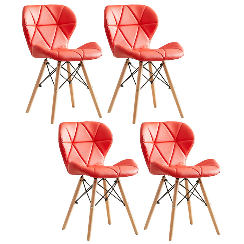 Modern Indoor-Outdoor Wood Chair Dining Room Armless Wingback Side Chair Red Set of 4 Clearhalo ' kitchen&dining_furn' 'Dining Chairs' 'Dining Tables & Seating' 'dining_chair' 'Furniture' 'furniture_dining_chair' 'Kitchen & Dining Furniture' 'kitchen' 3825115