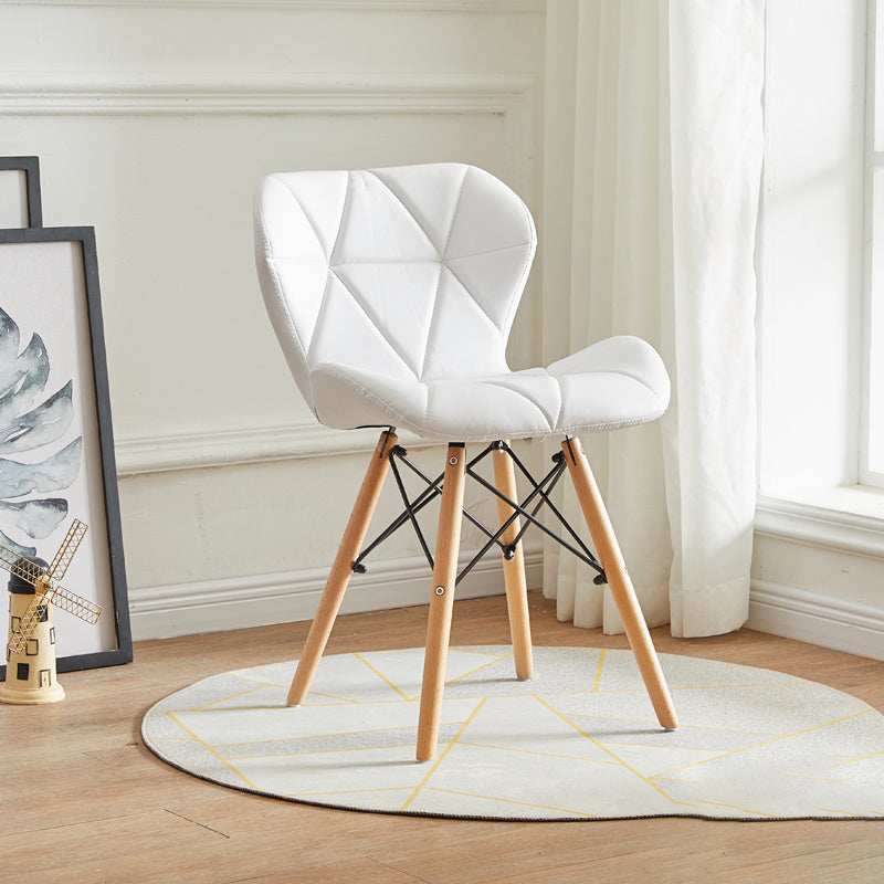 Modern Indoor-Outdoor Wood Chair Dining Room Armless Wingback Side Chair White 1 Piece Clearhalo ' kitchen&dining_furn' 'Dining Chairs' 'Dining Tables & Seating' 'dining_chair' 'Furniture' 'furniture_dining_chair' 'Kitchen & Dining Furniture' 'kitchen' 3825119