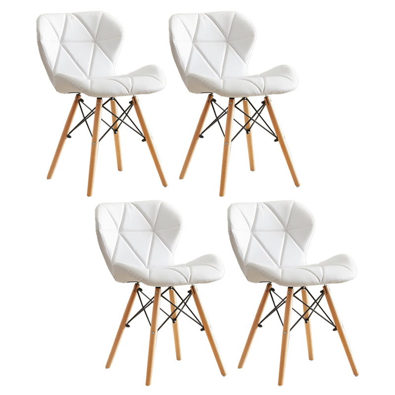 Modern Indoor-Outdoor Wood Chair Dining Room Armless Wingback Side Chair White Set of 4 Clearhalo ' kitchen&dining_furn' 'Dining Chairs' 'Dining Tables & Seating' 'dining_chair' 'Furniture' 'furniture_dining_chair' 'Kitchen & Dining Furniture' 'kitchen' 3825121