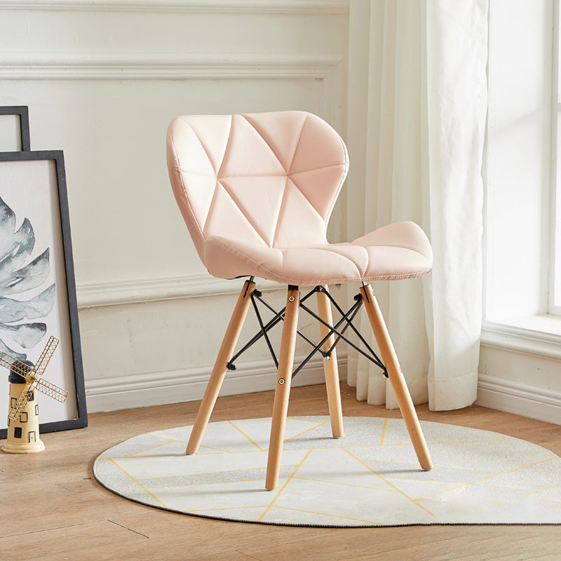 Modern Indoor-Outdoor Wood Chair Dining Room Armless Wingback Side Chair Light Pink 1 Piece Clearhalo ' kitchen&dining_furn' 'Dining Chairs' 'Dining Tables & Seating' 'dining_chair' 'Furniture' 'furniture_dining_chair' 'Kitchen & Dining Furniture' 'kitchen' 3825122