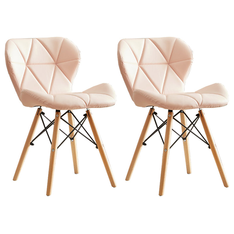 Modern Indoor-Outdoor Wood Chair Dining Room Armless Wingback Side Chair Light Pink Set of 2 Clearhalo ' kitchen&dining_furn' 'Dining Chairs' 'Dining Tables & Seating' 'dining_chair' 'Furniture' 'furniture_dining_chair' 'Kitchen & Dining Furniture' 'kitchen' 3825123