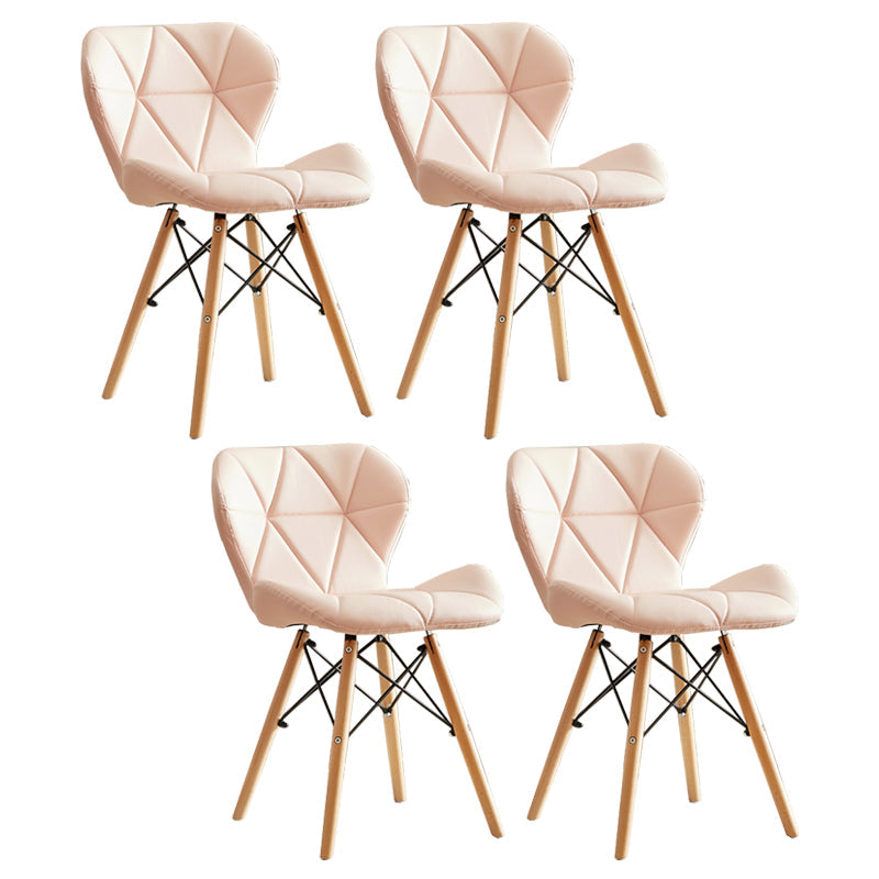 Modern Indoor-Outdoor Wood Chair Dining Room Armless Wingback Side Chair Light Pink Set of 4 Clearhalo ' kitchen&dining_furn' 'Dining Chairs' 'Dining Tables & Seating' 'dining_chair' 'Furniture' 'furniture_dining_chair' 'Kitchen & Dining Furniture' 'kitchen' 3825124