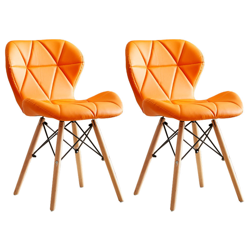 Modern Indoor-Outdoor Wood Chair Dining Room Armless Wingback Side Chair Orange Set of 2 Clearhalo ' kitchen&dining_furn' 'Dining Chairs' 'Dining Tables & Seating' 'dining_chair' 'Furniture' 'furniture_dining_chair' 'Kitchen & Dining Furniture' 'kitchen' 3825132