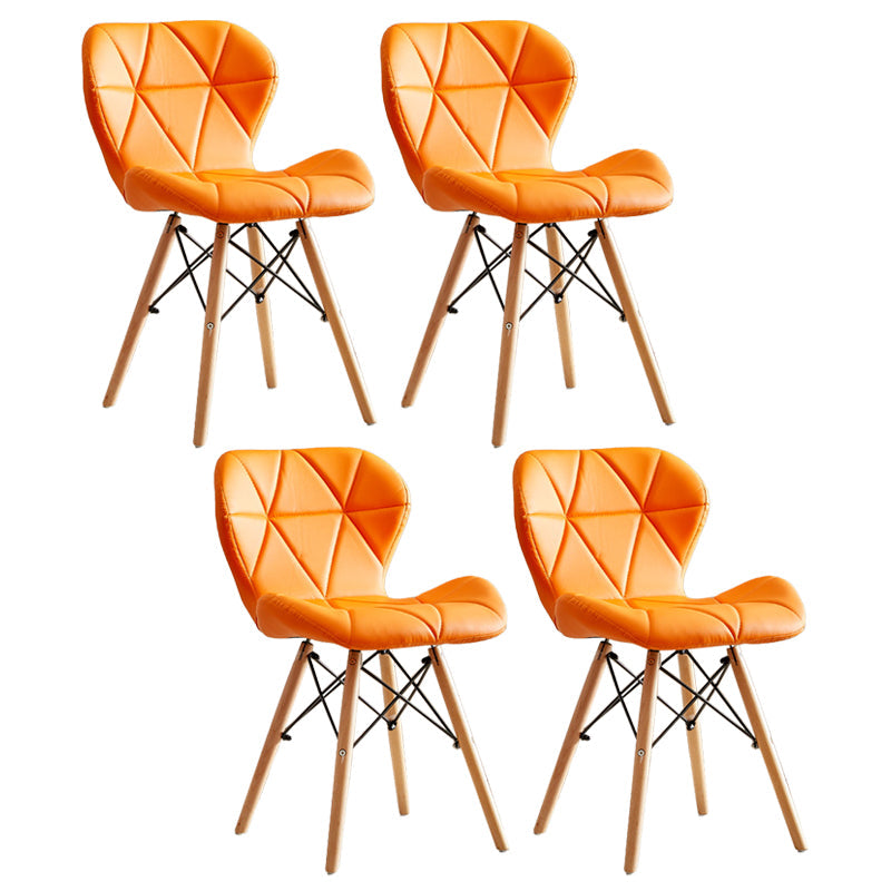 Modern Indoor-Outdoor Wood Chair Dining Room Armless Wingback Side Chair Orange Set of 4 Clearhalo ' kitchen&dining_furn' 'Dining Chairs' 'Dining Tables & Seating' 'dining_chair' 'Furniture' 'furniture_dining_chair' 'Kitchen & Dining Furniture' 'kitchen' 3825133