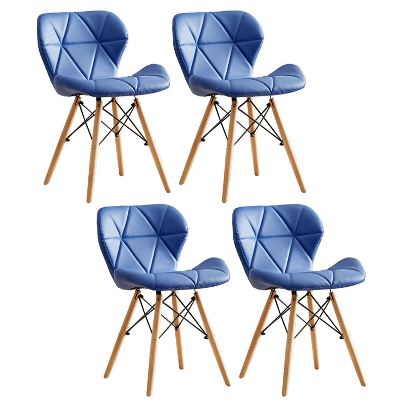 Modern Indoor-Outdoor Wood Chair Dining Room Armless Wingback Side Chair Dark Blue Set of 4 Clearhalo ' kitchen&dining_furn' 'Dining Chairs' 'Dining Tables & Seating' 'dining_chair' 'Furniture' 'furniture_dining_chair' 'Kitchen & Dining Furniture' 'kitchen' 3825139