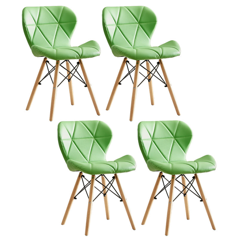 Modern Indoor-Outdoor Wood Chair Dining Room Armless Wingback Side Chair Green Set of 4 Clearhalo ' kitchen&dining_furn' 'Dining Chairs' 'Dining Tables & Seating' 'dining_chair' 'Furniture' 'furniture_dining_chair' 'Kitchen & Dining Furniture' 'kitchen' 3825142