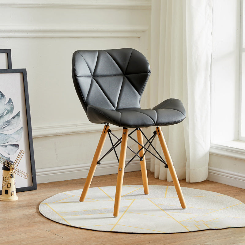 Modern Indoor-Outdoor Wood Chair Dining Room Armless Wingback Side Chair Gloss Black 1 Piece Clearhalo ' kitchen&dining_furn' 'Dining Chairs' 'Dining Tables & Seating' 'dining_chair' 'Furniture' 'furniture_dining_chair' 'Kitchen & Dining Furniture' 'kitchen' 3825143