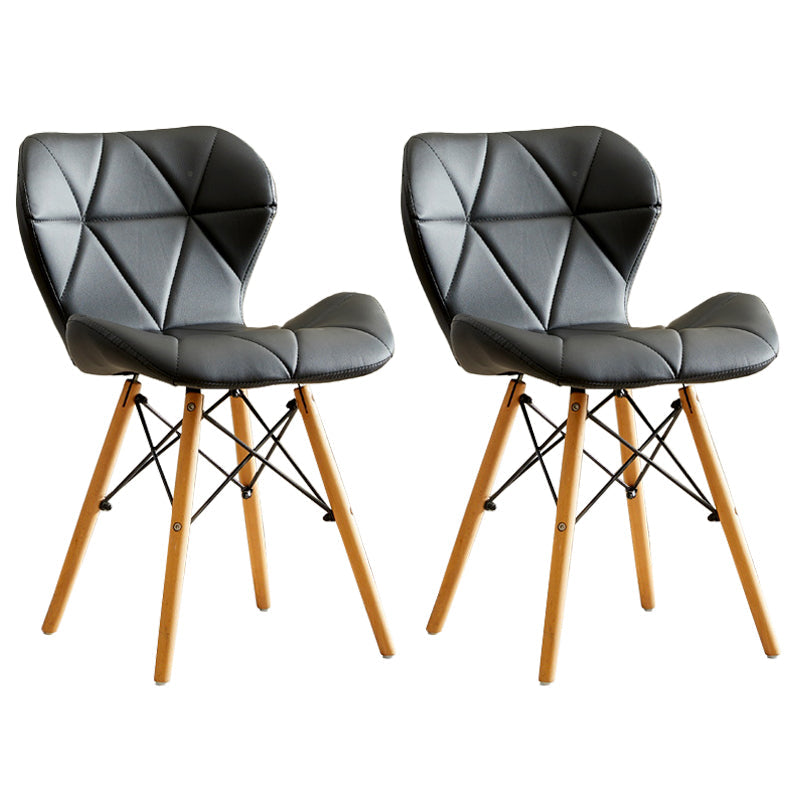 Modern Indoor-Outdoor Wood Chair Dining Room Armless Wingback Side Chair Gloss Black Set of 2 Clearhalo ' kitchen&dining_furn' 'Dining Chairs' 'Dining Tables & Seating' 'dining_chair' 'Furniture' 'furniture_dining_chair' 'Kitchen & Dining Furniture' 'kitchen' 3825144