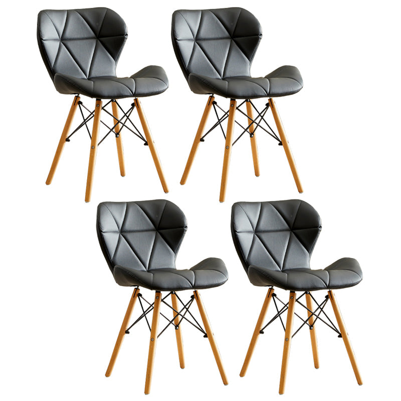Modern Indoor-Outdoor Wood Chair Dining Room Armless Wingback Side Chair Gloss Black Set of 4 Clearhalo ' kitchen&dining_furn' 'Dining Chairs' 'Dining Tables & Seating' 'dining_chair' 'Furniture' 'furniture_dining_chair' 'Kitchen & Dining Furniture' 'kitchen' 3825145