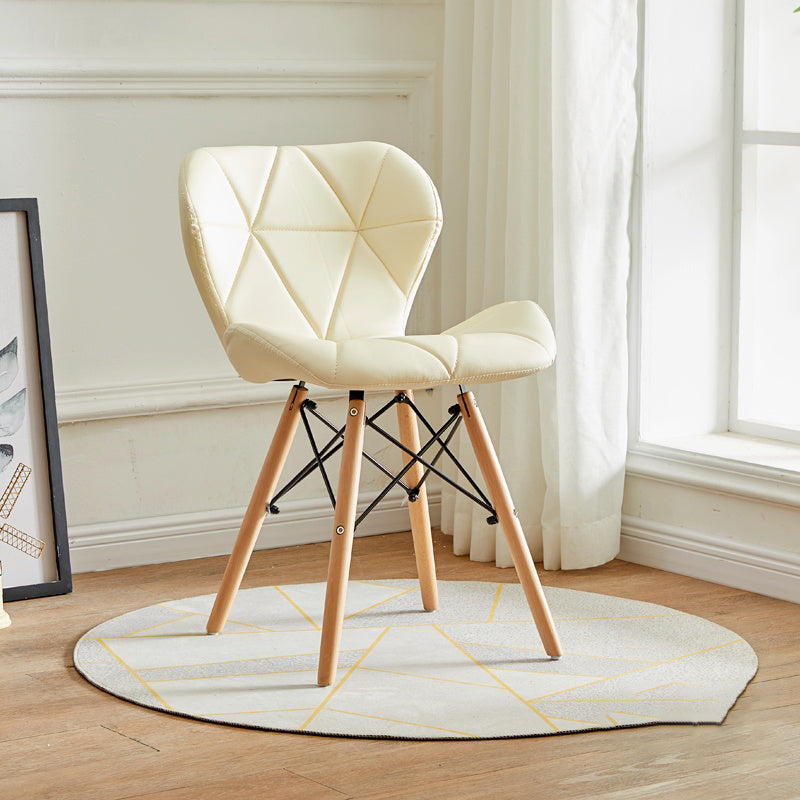 Modern Indoor-Outdoor Wood Chair Dining Room Armless Wingback Side Chair Off-White 1 Piece Clearhalo ' kitchen&dining_furn' 'Dining Chairs' 'Dining Tables & Seating' 'dining_chair' 'Furniture' 'furniture_dining_chair' 'Kitchen & Dining Furniture' 'kitchen' 3825149