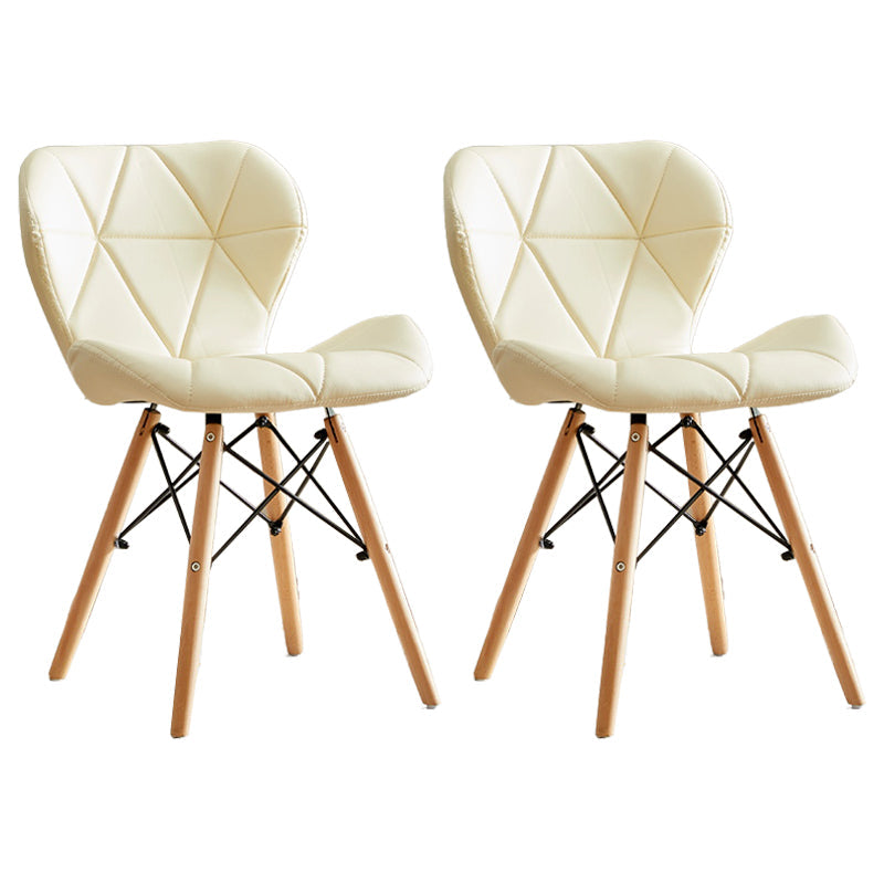 Modern Indoor-Outdoor Wood Chair Dining Room Armless Wingback Side Chair Off-White Set of 2 Clearhalo ' kitchen&dining_furn' 'Dining Chairs' 'Dining Tables & Seating' 'dining_chair' 'Furniture' 'furniture_dining_chair' 'Kitchen & Dining Furniture' 'kitchen' 3825150