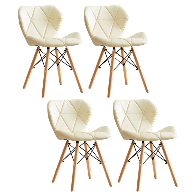 Modern Indoor-Outdoor Wood Chair Dining Room Armless Wingback Side Chair Off-White Set of 4 Clearhalo ' kitchen&dining_furn' 'Dining Chairs' 'Dining Tables & Seating' 'dining_chair' 'Furniture' 'furniture_dining_chair' 'Kitchen & Dining Furniture' 'kitchen' 3825151