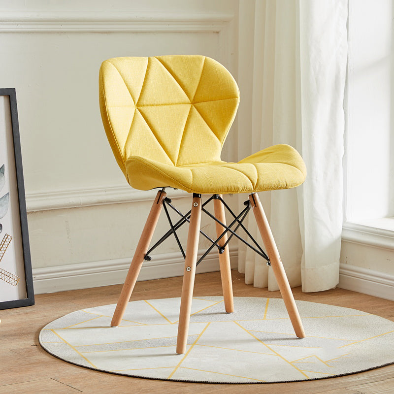 Modern Indoor-Outdoor Wood Chair Dining Room Armless Wingback Side Chair Light Yellow 1 Piece Clearhalo ' kitchen&dining_furn' 'Dining Chairs' 'Dining Tables & Seating' 'dining_chair' 'Furniture' 'furniture_dining_chair' 'Kitchen & Dining Furniture' 'kitchen' 3825152