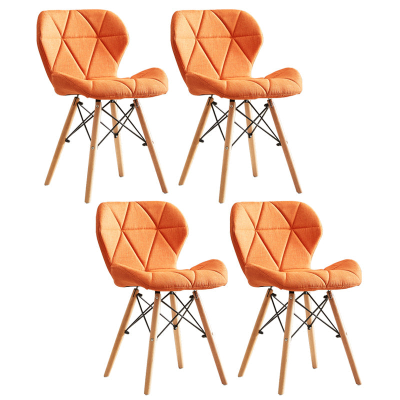 Modern Indoor-Outdoor Wood Chair Dining Room Armless Wingback Side Chair Orange-Red Set of 4 Clearhalo ' kitchen&dining_furn' 'Dining Chairs' 'Dining Tables & Seating' 'dining_chair' 'Furniture' 'furniture_dining_chair' 'Kitchen & Dining Furniture' 'kitchen' 3825160