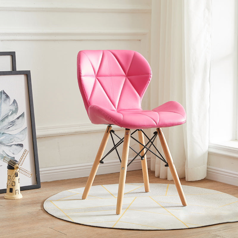 Modern Indoor-Outdoor Wood Chair Dining Room Armless Wingback Side Chair Pink 1 Piece Clearhalo ' kitchen&dining_furn' 'Dining Chairs' 'Dining Tables & Seating' 'dining_chair' 'Furniture' 'furniture_dining_chair' 'Kitchen & Dining Furniture' 'kitchen' 3825164