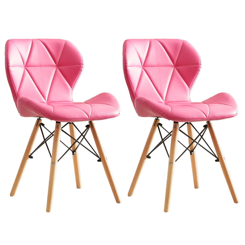 Modern Indoor-Outdoor Wood Chair Dining Room Armless Wingback Side Chair Pink Set of 2 Clearhalo ' kitchen&dining_furn' 'Dining Chairs' 'Dining Tables & Seating' 'dining_chair' 'Furniture' 'furniture_dining_chair' 'Kitchen & Dining Furniture' 'kitchen' 3825165