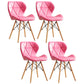 Modern Indoor-Outdoor Wood Chair Dining Room Armless Wingback Side Chair Pink Set of 4 Clearhalo ' kitchen&dining_furn' 'Dining Chairs' 'Dining Tables & Seating' 'dining_chair' 'Furniture' 'furniture_dining_chair' 'Kitchen & Dining Furniture' 'kitchen' 3825166