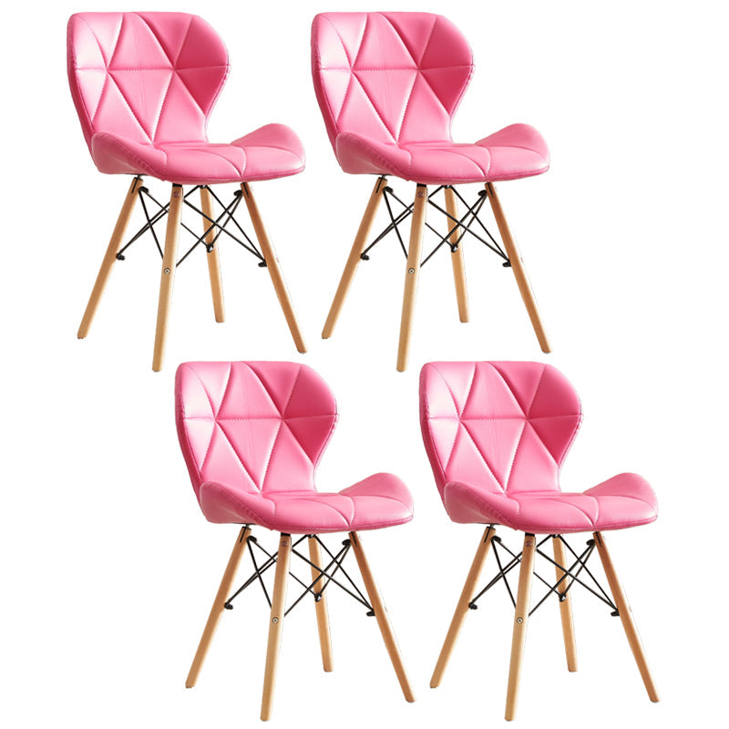 Modern Indoor-Outdoor Wood Chair Dining Room Armless Wingback Side Chair Pink Set of 4 Clearhalo ' kitchen&dining_furn' 'Dining Chairs' 'Dining Tables & Seating' 'dining_chair' 'Furniture' 'furniture_dining_chair' 'Kitchen & Dining Furniture' 'kitchen' 3825166
