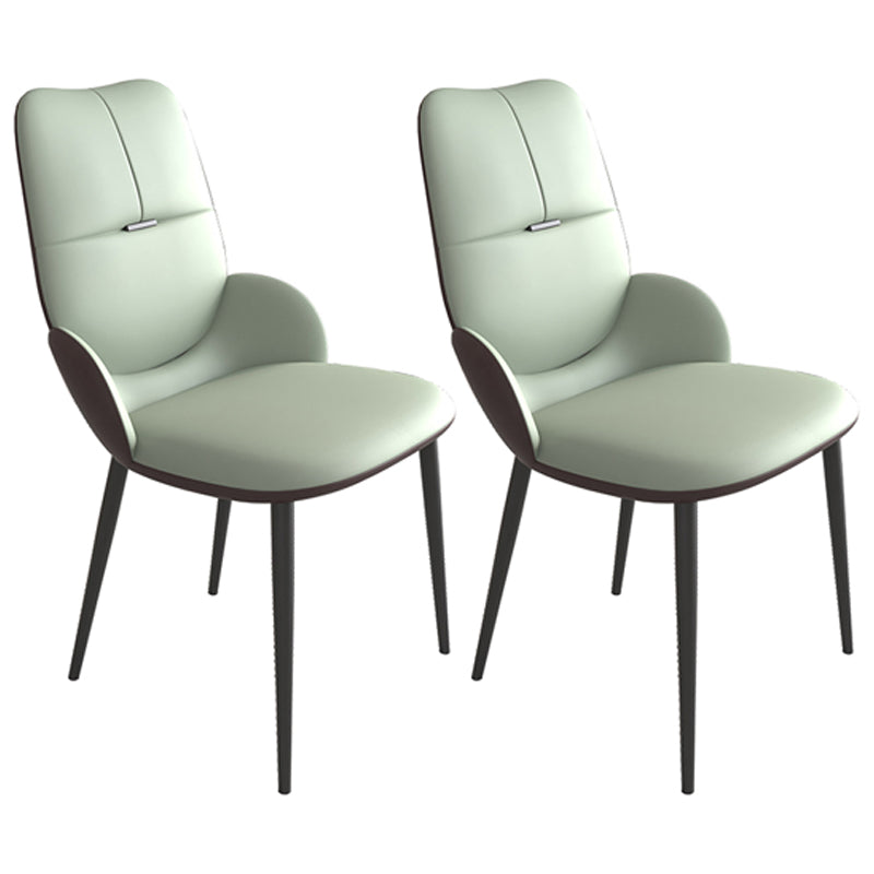Contemporary Metal Dining Room Chairs PU Leather Dining Armless Chairs for Home Use Light Green 2 Piece Set Clearhalo ' kitchen&dining_furn' 'Dining Chairs' 'Dining Tables & Seating' 'dining_chair' 'furn' 'furn_dining_chair' 'Furniture' 'furniture_dining_chair' 'Kitchen & Dining Furniture' 'kitchen' 3825171