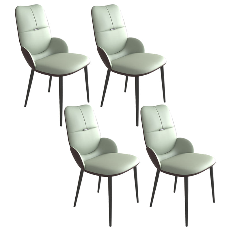 Contemporary Metal Dining Room Chairs PU Leather Dining Armless Chairs for Home Use Light Green 4 Piece Set Clearhalo ' kitchen&dining_furn' 'Dining Chairs' 'Dining Tables & Seating' 'dining_chair' 'furn' 'furn_dining_chair' 'Furniture' 'furniture_dining_chair' 'Kitchen & Dining Furniture' 'kitchen' 3825173