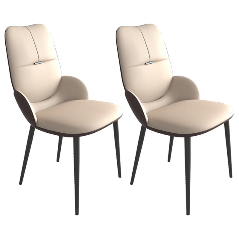 Contemporary Metal Dining Room Chairs PU Leather Dining Armless Chairs for Home Use Khaki 2 Piece Set Clearhalo ' kitchen&dining_furn' 'Dining Chairs' 'Dining Tables & Seating' 'dining_chair' 'furn' 'furn_dining_chair' 'Furniture' 'furniture_dining_chair' 'Kitchen & Dining Furniture' 'kitchen' 3825176