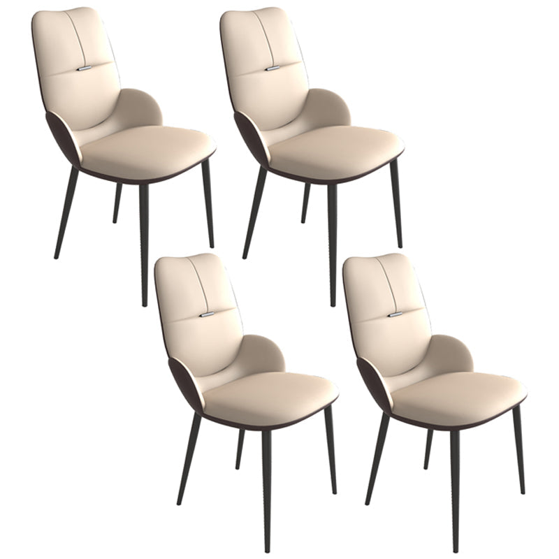Contemporary Metal Dining Room Chairs PU Leather Dining Armless Chairs for Home Use Khaki 4 Piece Set Clearhalo ' kitchen&dining_furn' 'Dining Chairs' 'Dining Tables & Seating' 'dining_chair' 'furn' 'furn_dining_chair' 'Furniture' 'furniture_dining_chair' 'Kitchen & Dining Furniture' 'kitchen' 3825178
