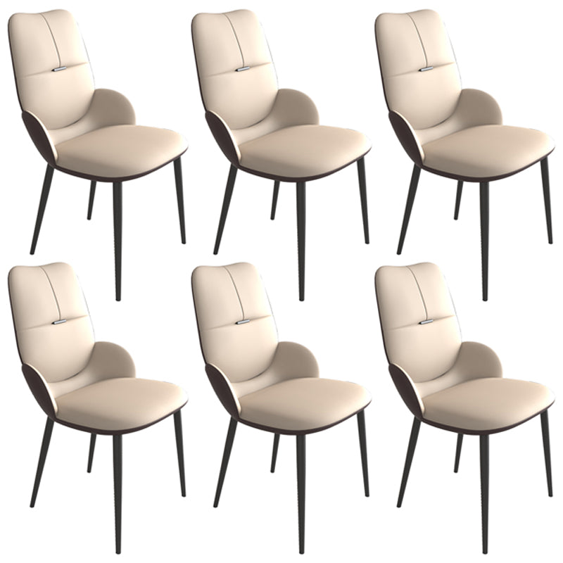 Contemporary Metal Dining Room Chairs PU Leather Dining Armless Chairs for Home Use Khaki 6 Piece Set Clearhalo ' kitchen&dining_furn' 'Dining Chairs' 'Dining Tables & Seating' 'dining_chair' 'furn' 'furn_dining_chair' 'Furniture' 'furniture_dining_chair' 'Kitchen & Dining Furniture' 'kitchen' 3825180