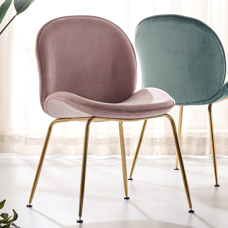 Flannel Scandinavian Bedroom Side Chair Parsons Matte Finish Dining Chair with Gold Legs Clearhalo ' kitchen&dining_furn' 'Dining Chairs' 'Dining Tables & Seating' 'dining_chair' 'furn' 'furn_dining_chair' 'Furniture' 'furniture_dining_chair' 'Kitchen & Dining Furniture' 'kitchen' 3825189