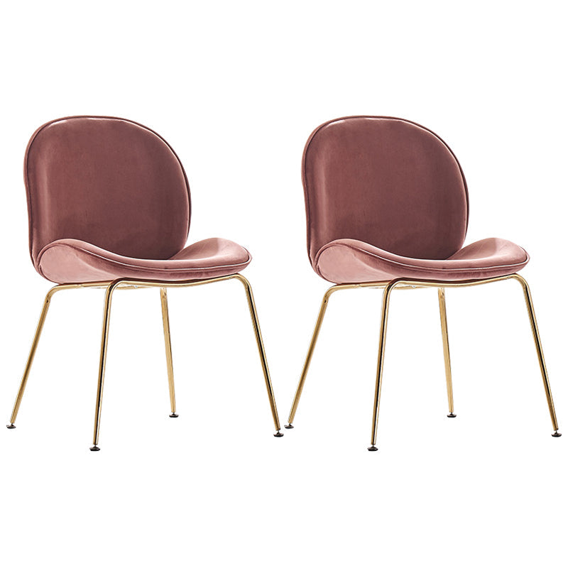 Flannel Scandinavian Bedroom Side Chair Parsons Matte Finish Dining Chair with Gold Legs Cameo Brown 2 Piece Set Clearhalo ' kitchen&dining_furn' 'Dining Chairs' 'Dining Tables & Seating' 'dining_chair' 'furn' 'furn_dining_chair' 'Furniture' 'furniture_dining_chair' 'Kitchen & Dining Furniture' 'kitchen' 3825195