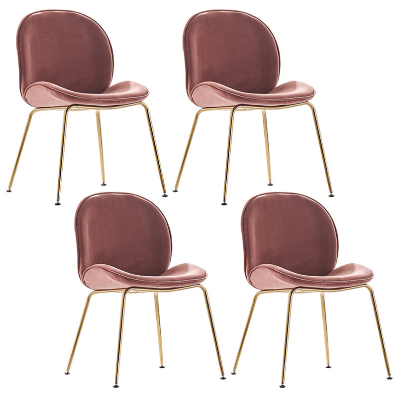 Flannel Scandinavian Bedroom Side Chair Parsons Matte Finish Dining Chair with Gold Legs Cameo Brown 4 Piece Set Clearhalo ' kitchen&dining_furn' 'Dining Chairs' 'Dining Tables & Seating' 'dining_chair' 'furn' 'furn_dining_chair' 'Furniture' 'furniture_dining_chair' 'Kitchen & Dining Furniture' 'kitchen' 3825197