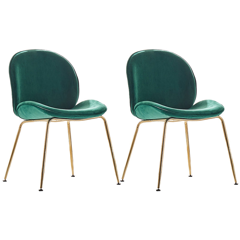 Flannel Scandinavian Bedroom Side Chair Parsons Matte Finish Dining Chair with Gold Legs Dark Green 2 Piece Set Clearhalo ' kitchen&dining_furn' 'Dining Chairs' 'Dining Tables & Seating' 'dining_chair' 'furn' 'furn_dining_chair' 'Furniture' 'furniture_dining_chair' 'Kitchen & Dining Furniture' 'kitchen' 3825201