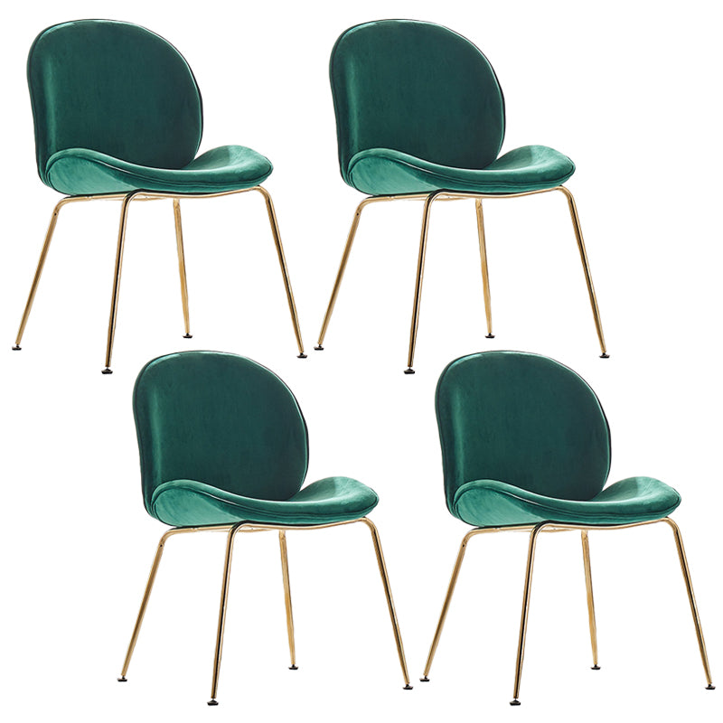 Flannel Scandinavian Bedroom Side Chair Parsons Matte Finish Dining Chair with Gold Legs Dark Green 4 Piece Set Clearhalo ' kitchen&dining_furn' 'Dining Chairs' 'Dining Tables & Seating' 'dining_chair' 'furn' 'furn_dining_chair' 'Furniture' 'furniture_dining_chair' 'Kitchen & Dining Furniture' 'kitchen' 3825204