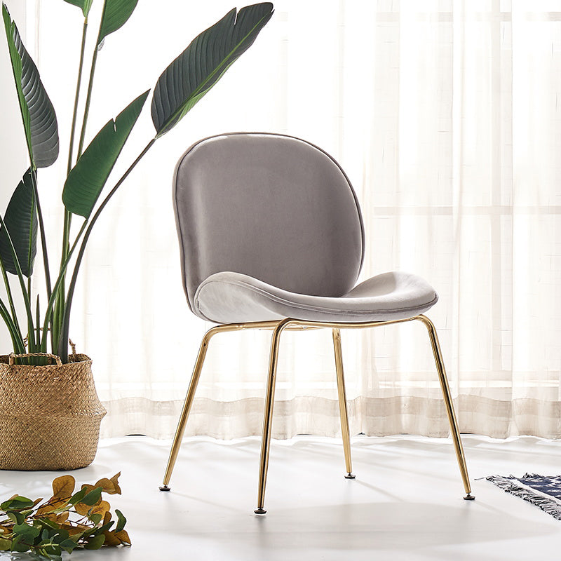 Flannel Scandinavian Bedroom Side Chair Parsons Matte Finish Dining Chair with Gold Legs Light Gray 1 Piece Clearhalo ' kitchen&dining_furn' 'Dining Chairs' 'Dining Tables & Seating' 'dining_chair' 'furn' 'furn_dining_chair' 'Furniture' 'furniture_dining_chair' 'Kitchen & Dining Furniture' 'kitchen' 3825206