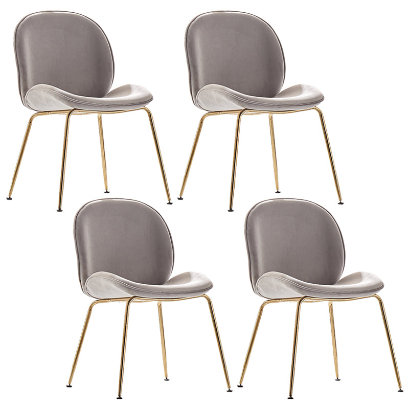 Flannel Scandinavian Bedroom Side Chair Parsons Matte Finish Dining Chair with Gold Legs Light Gray 4 Piece Set Clearhalo ' kitchen&dining_furn' 'Dining Chairs' 'Dining Tables & Seating' 'dining_chair' 'furn' 'furn_dining_chair' 'Furniture' 'furniture_dining_chair' 'Kitchen & Dining Furniture' 'kitchen' 3825208