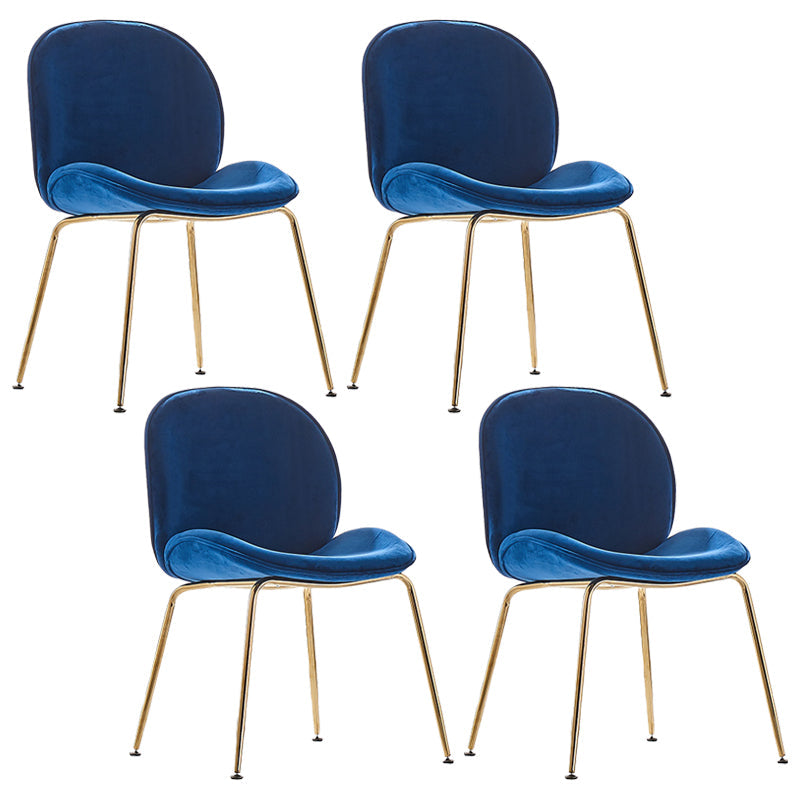 Flannel Scandinavian Bedroom Side Chair Parsons Matte Finish Dining Chair with Gold Legs Dark Blue 4 Piece Set Clearhalo ' kitchen&dining_furn' 'Dining Chairs' 'Dining Tables & Seating' 'dining_chair' 'furn' 'furn_dining_chair' 'Furniture' 'furniture_dining_chair' 'Kitchen & Dining Furniture' 'kitchen' 3825211