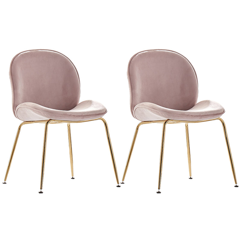 Flannel Scandinavian Bedroom Side Chair Parsons Matte Finish Dining Chair with Gold Legs Light Pink 2 Piece Set Clearhalo ' kitchen&dining_furn' 'Dining Chairs' 'Dining Tables & Seating' 'dining_chair' 'furn' 'furn_dining_chair' 'Furniture' 'furniture_dining_chair' 'Kitchen & Dining Furniture' 'kitchen' 3825213