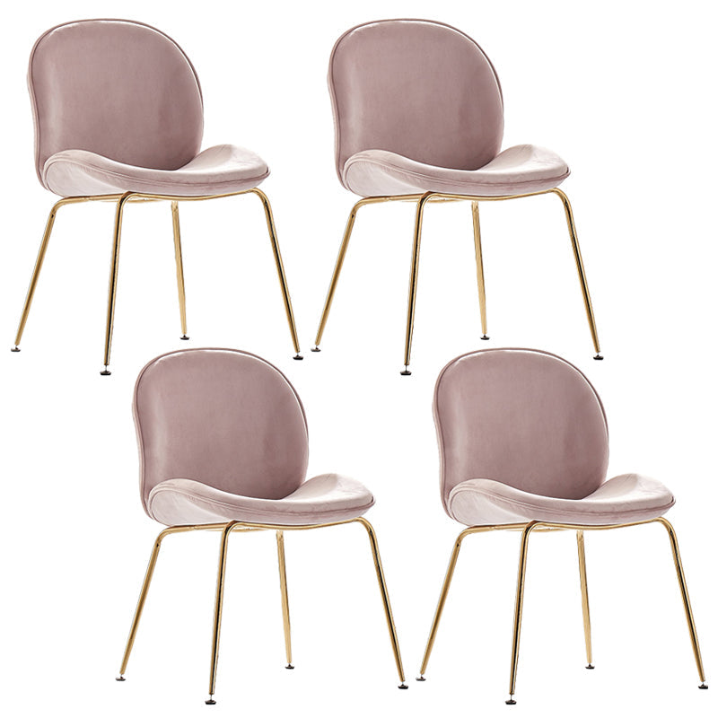 Flannel Scandinavian Bedroom Side Chair Parsons Matte Finish Dining Chair with Gold Legs Light Pink 4 Piece Set Clearhalo ' kitchen&dining_furn' 'Dining Chairs' 'Dining Tables & Seating' 'dining_chair' 'furn' 'furn_dining_chair' 'Furniture' 'furniture_dining_chair' 'Kitchen & Dining Furniture' 'kitchen' 3825214