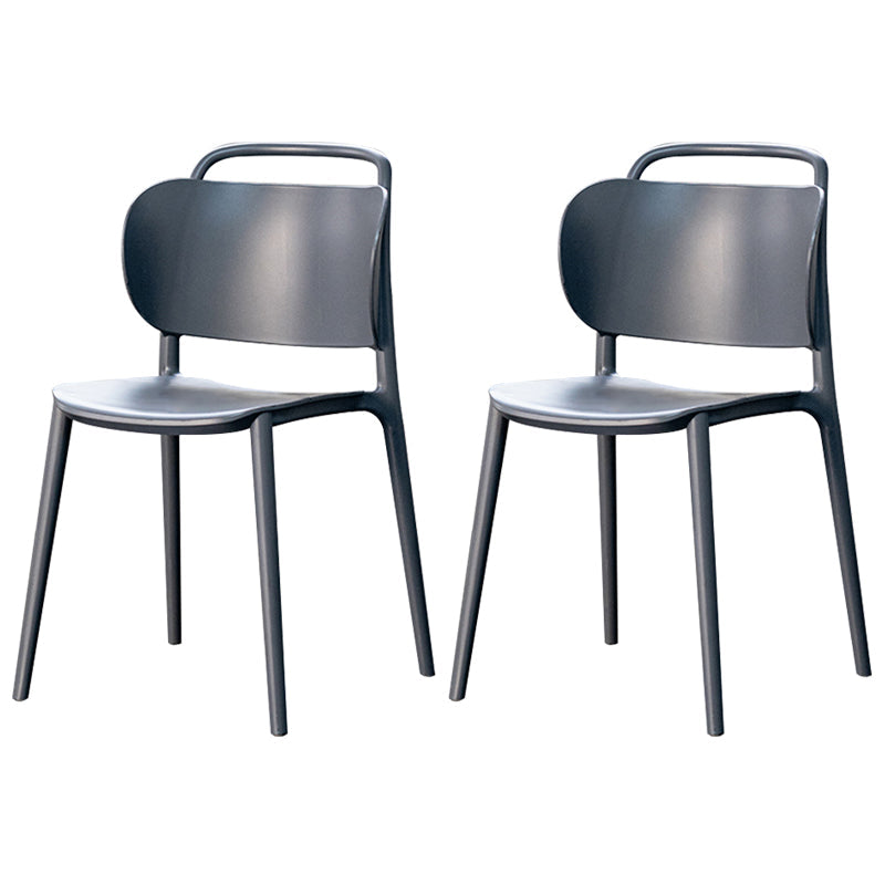 Modern Plastic Dining Chair Open Back Dining Side Armless Chair for Kitchen Black-Gray 2 Piece Set Clearhalo ' kitchen&dining_furn' 'Dining Chairs' 'Dining Tables & Seating' 'dining_chair' 'furn' 'furn_dining_chair' 'Furniture' 'furniture_dining_chair' 'Kitchen & Dining Furniture' 'kitchen' 3825224