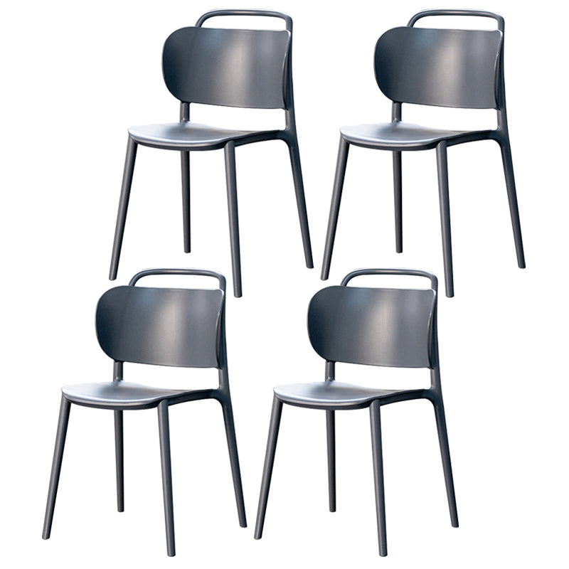 Modern Plastic Dining Chair Open Back Dining Side Armless Chair for Kitchen Black-Gray 4 Piece Set Clearhalo ' kitchen&dining_furn' 'Dining Chairs' 'Dining Tables & Seating' 'dining_chair' 'furn' 'furn_dining_chair' 'Furniture' 'furniture_dining_chair' 'Kitchen & Dining Furniture' 'kitchen' 3825226