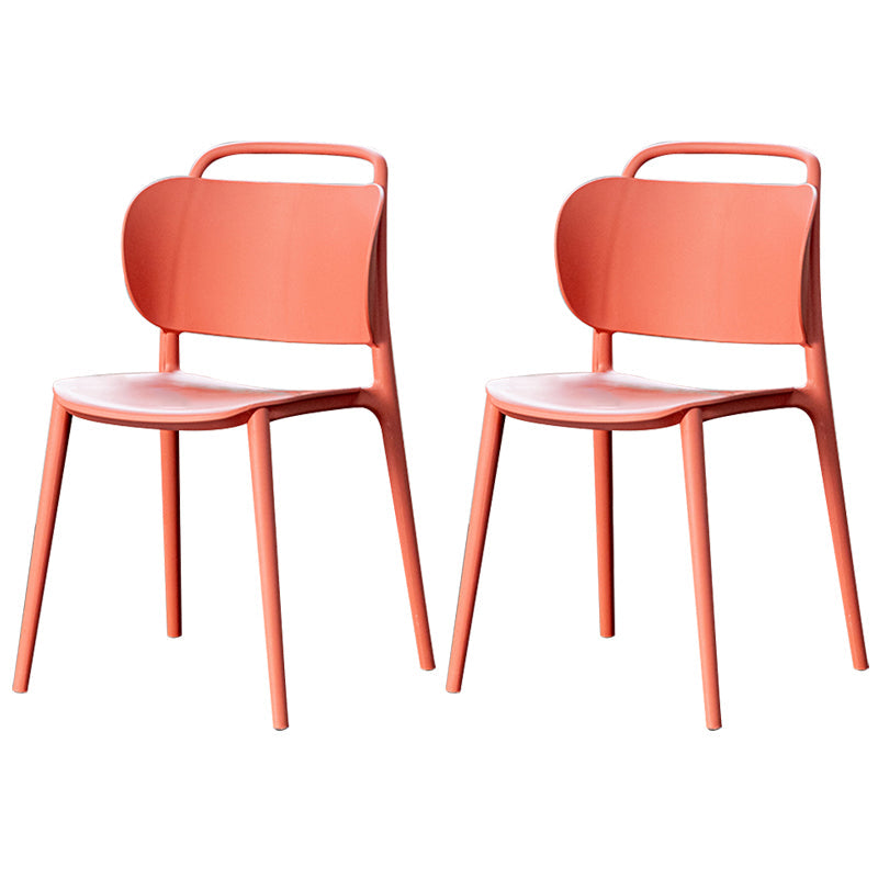 Modern Plastic Dining Chair Open Back Dining Side Armless Chair for Kitchen Orange 2 Piece Set Clearhalo ' kitchen&dining_furn' 'Dining Chairs' 'Dining Tables & Seating' 'dining_chair' 'furn' 'furn_dining_chair' 'Furniture' 'furniture_dining_chair' 'Kitchen & Dining Furniture' 'kitchen' 3825235